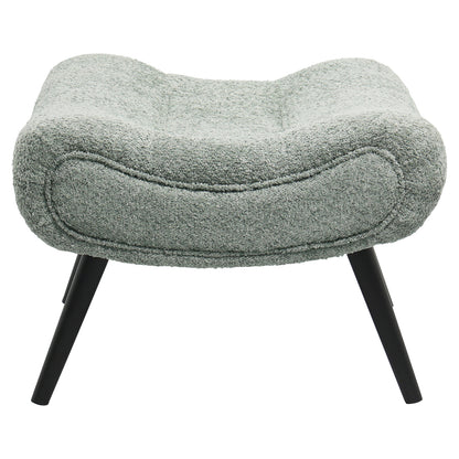 LOUNGE ARMCHAIR WITH FOOTREST BRYM HM10929.05 PISTACHIO GREEN BOUCLE FABRIC-BLACK LEGS 97x80x100Hcm.