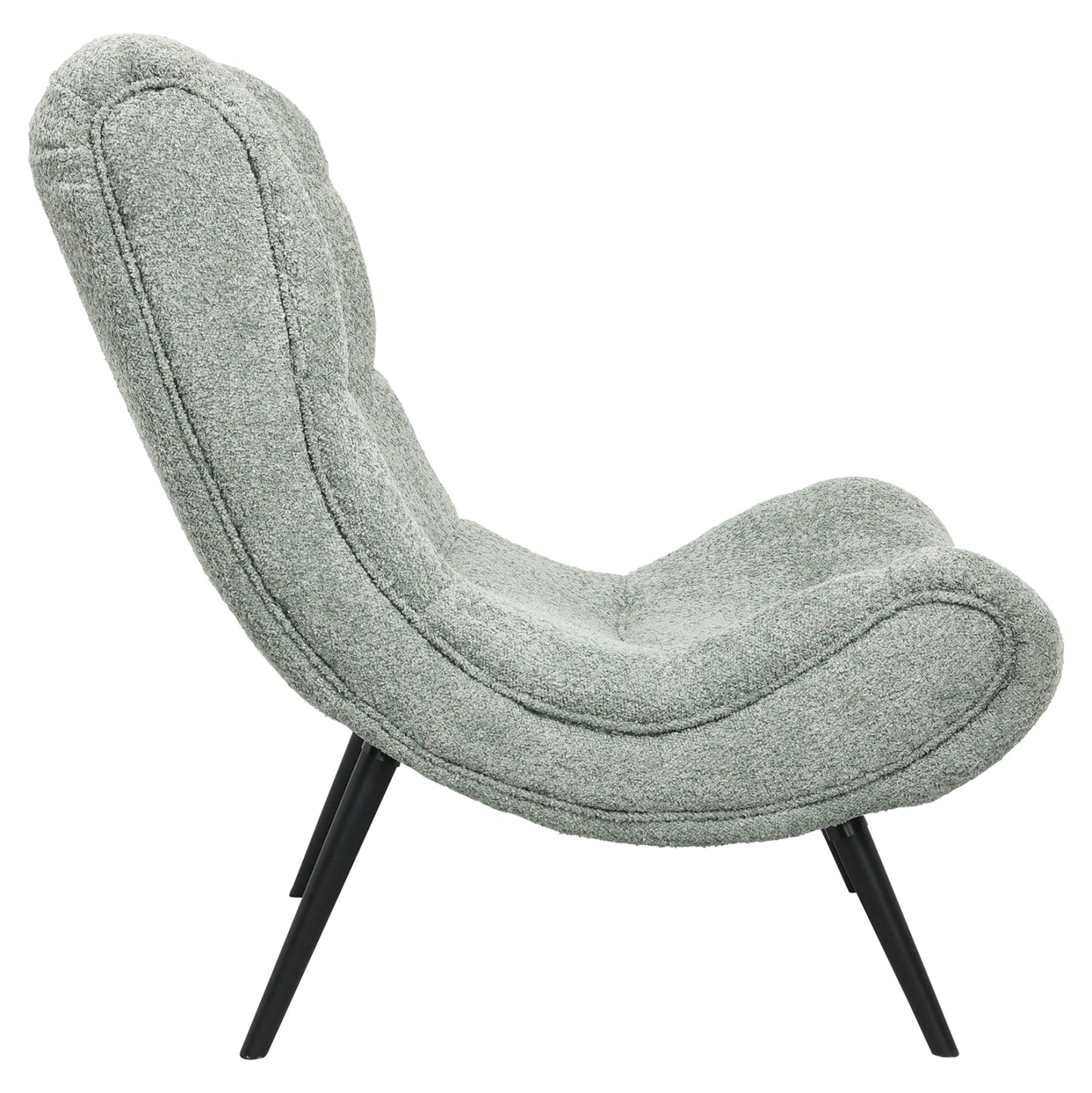 LOUNGE ARMCHAIR WITH FOOTREST BRYM HM10929.05 PISTACHIO GREEN BOUCLE FABRIC-BLACK LEGS 97x80x100Hcm.