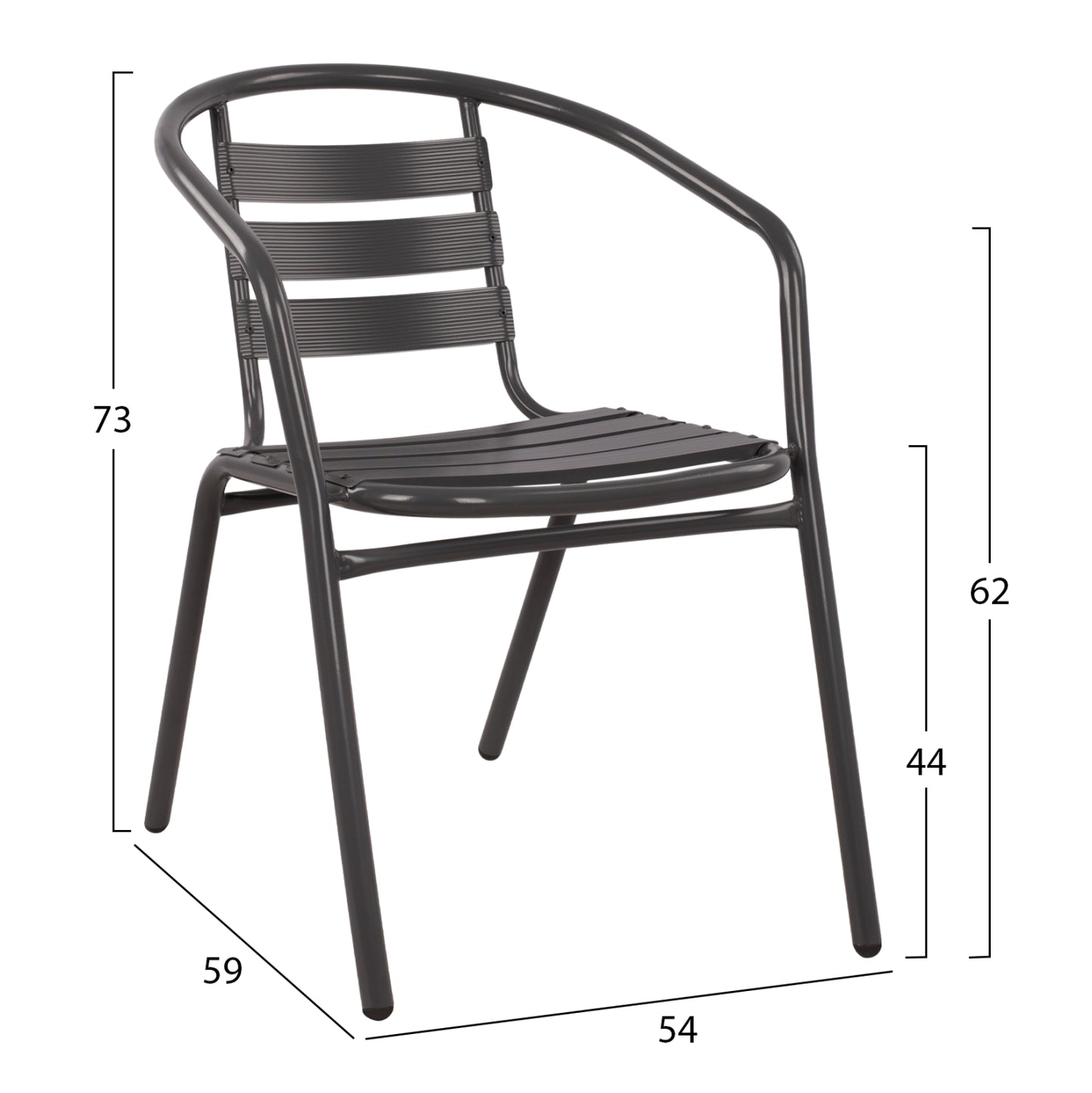 Armchair Laura Metallic Grey with aluminum slats HM5037.01