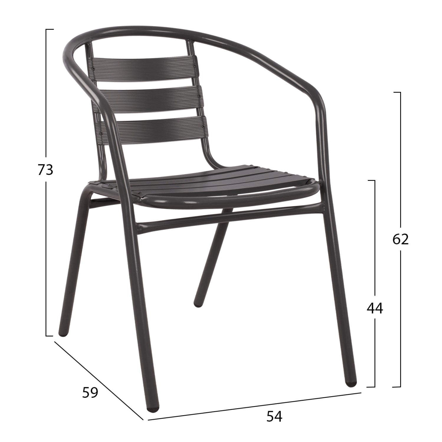 Armchair Laura Metallic Grey with aluminum slats HM5037.01