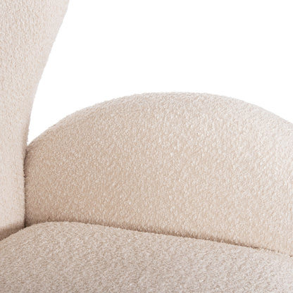 ARMCHAIR KRYLY HM9593.06 ECRU BOUCLE FABRIC-BLACK WOODEN LEGS 83x87x89Hcm.