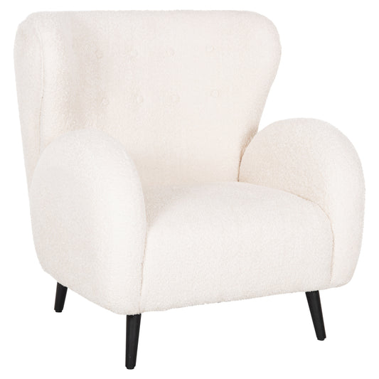 ARMCHAIR KRYLY HM9593.06 ECRU BOUCLE FABRIC-BLACK WOODEN LEGS 83x87x89Hcm.