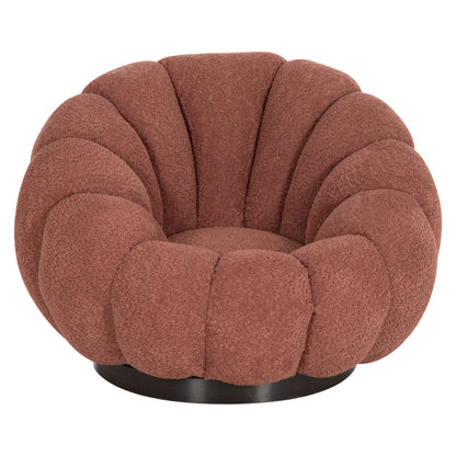 ARMCHAIR SWIVEL GRYMM HM9601.02 PINK BOUCLE-BLACK METAL BASE 95x92x68Hcm.