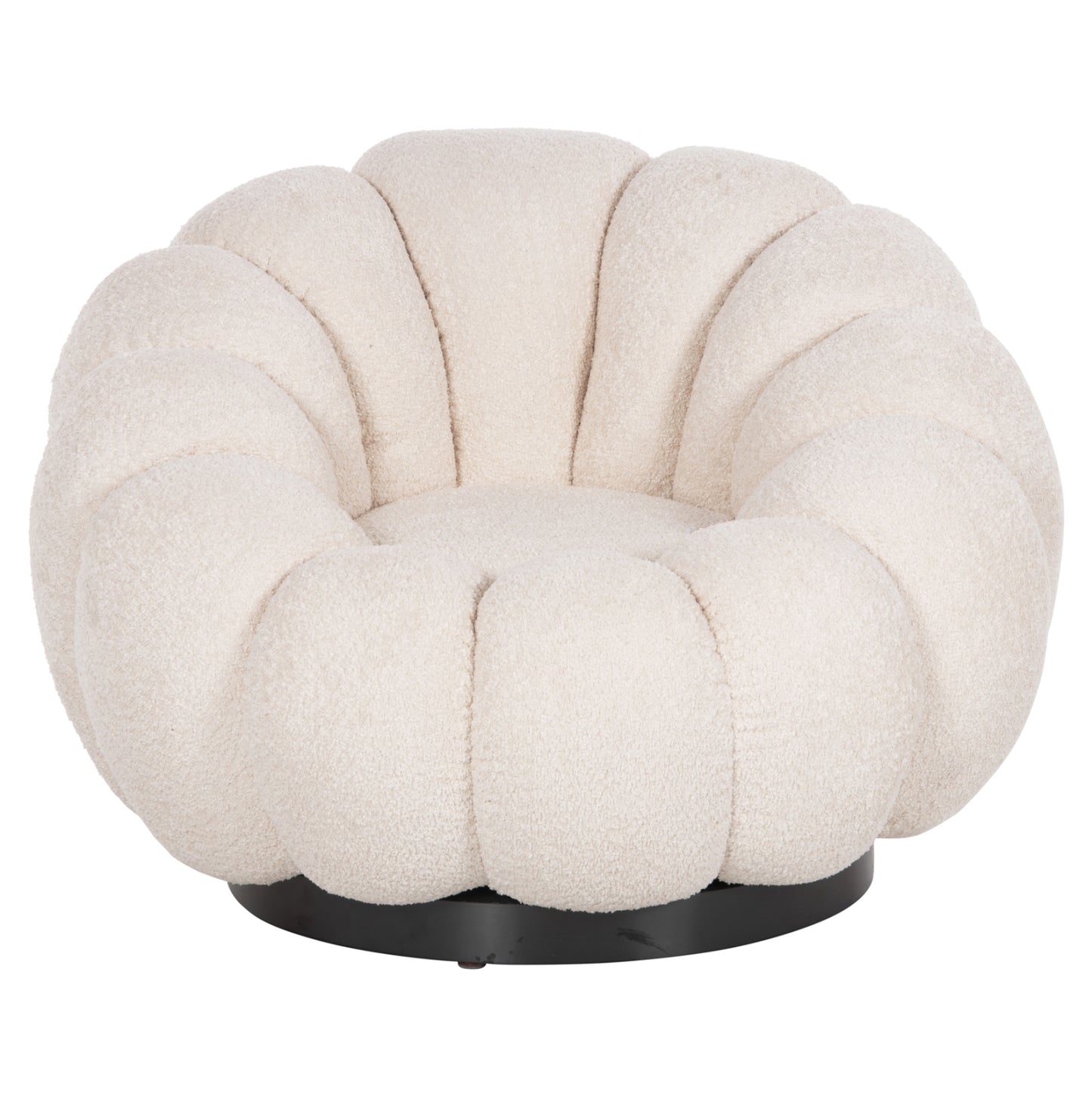 ARMCHAIR SWIVEL GRYMM HM9601.06 ECRU BOUCLE-BLACK METAL BASE 95x92x68Hcm.