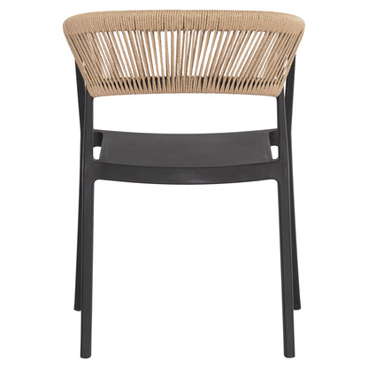 ARMCHAIR POLYPROPYLENE BOGI HM6240.02 BLACK WITH BEIGE PP ROPE 54x53x75Hcm.