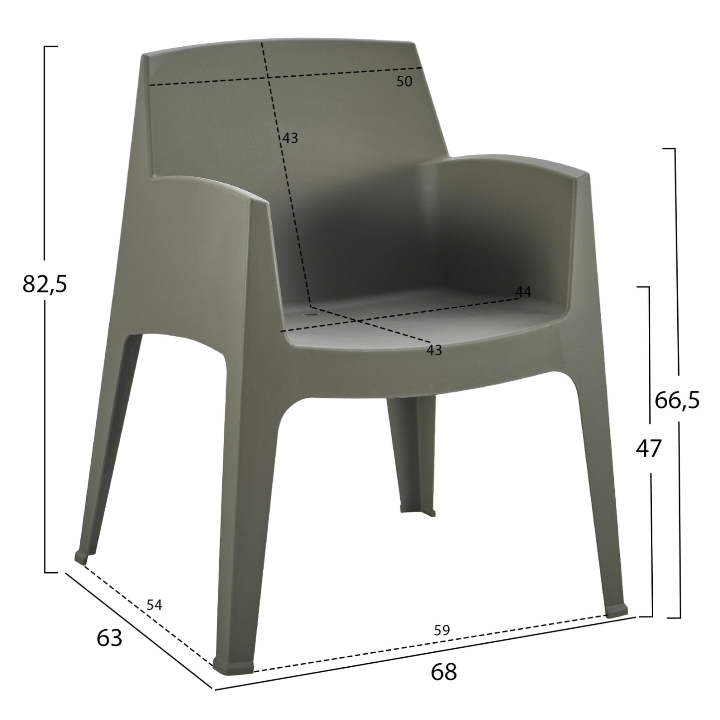 POLYPROPYLENE ARMCHAIR SLEEK HM6370.05 DARK OLIVE GREEN 68x63x82.5Hcm.