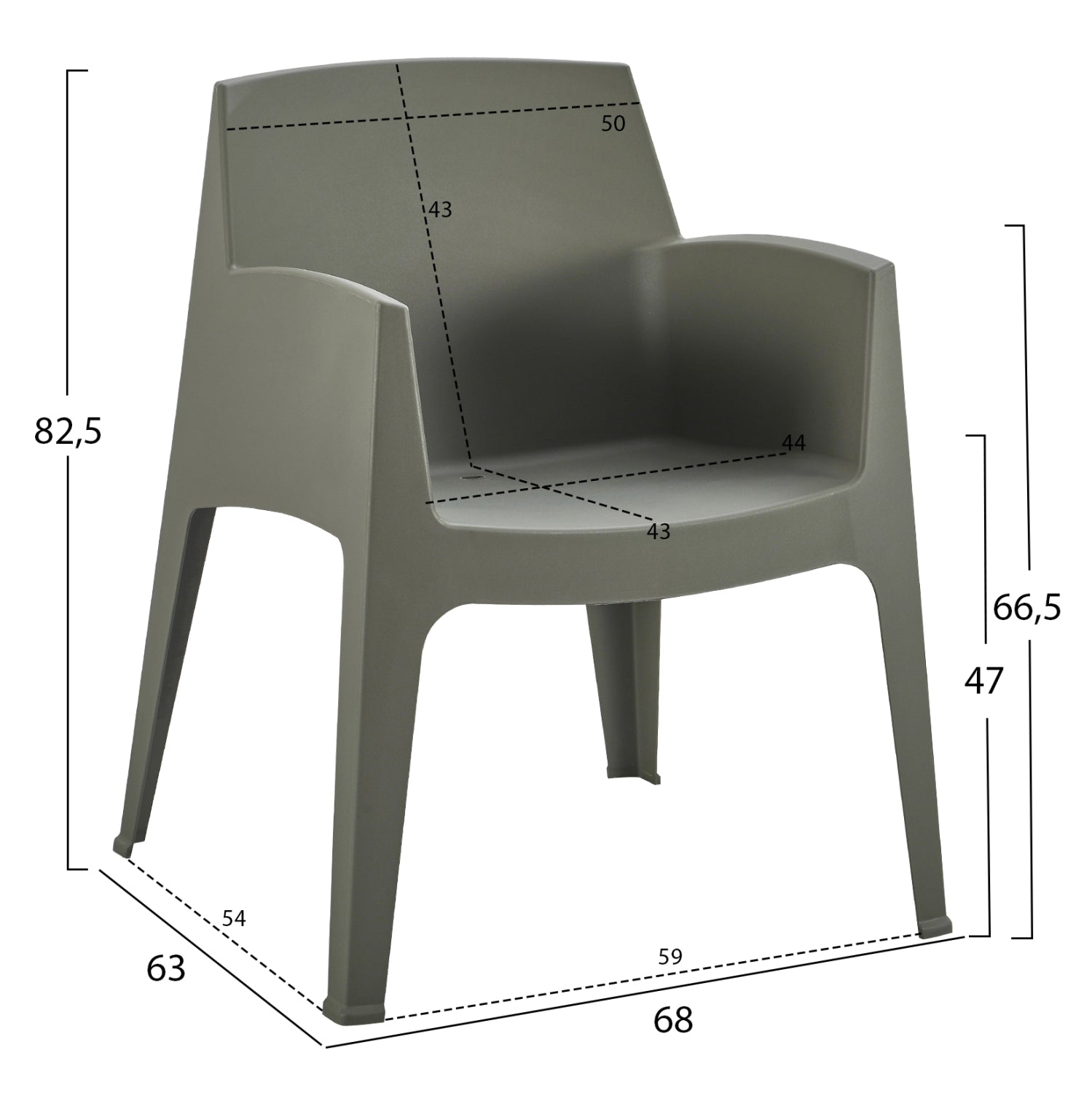 POLYPROPYLENE ARMCHAIR SLEEK HM6370.05 DARK OLIVE GREEN 68x63x82.5Hcm.