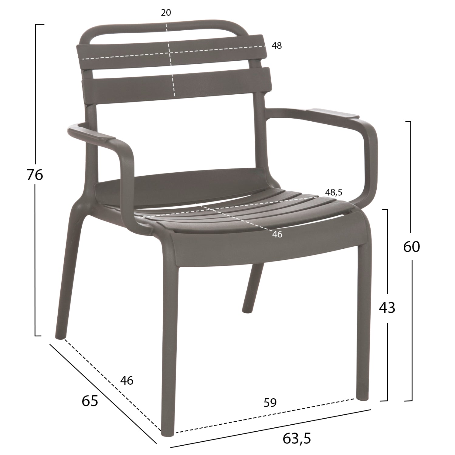 POLYPROPYLENE LOUNGE ARMCHAIR KORVER HM6333.05 DARK OLIVE GREEN 63.5x65x76Hcm.
