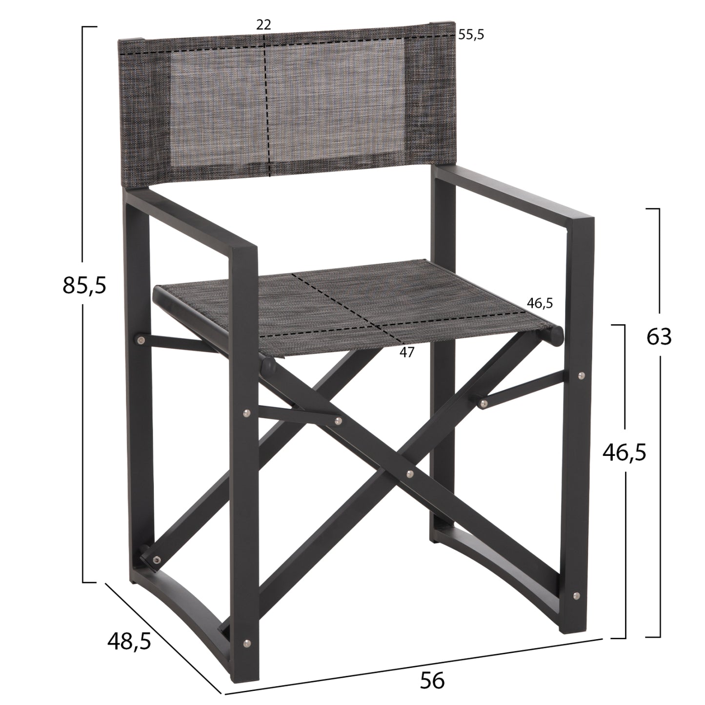 DIRECTOR'S CHAIR ALUMINUM DUPRE HM5094.01 GREY COLOR 57x48,5x85.5Hcm.