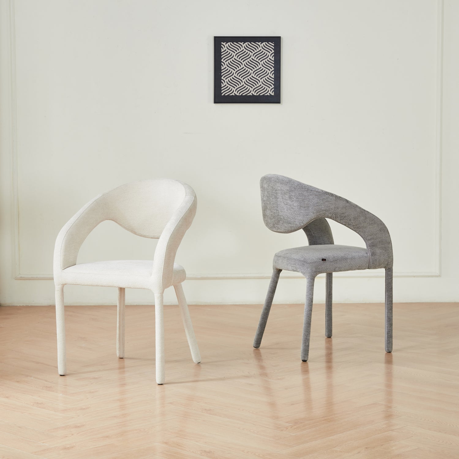 DINING CHAIR OFILIA HM18363.01 LIGHT GREY LINEN FABRIC 58x54.5x85.5Hcm