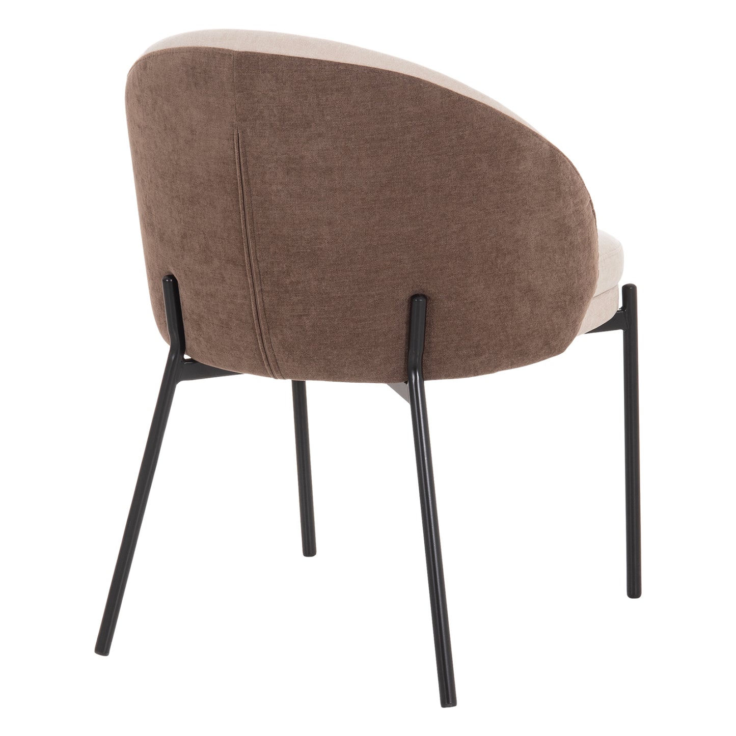 DINING CHAIR DETTON HM18426.02 BROWN/LIGHT BEIGE FABRIC-METAL BLACK LEGS 58x56x76Hcm.