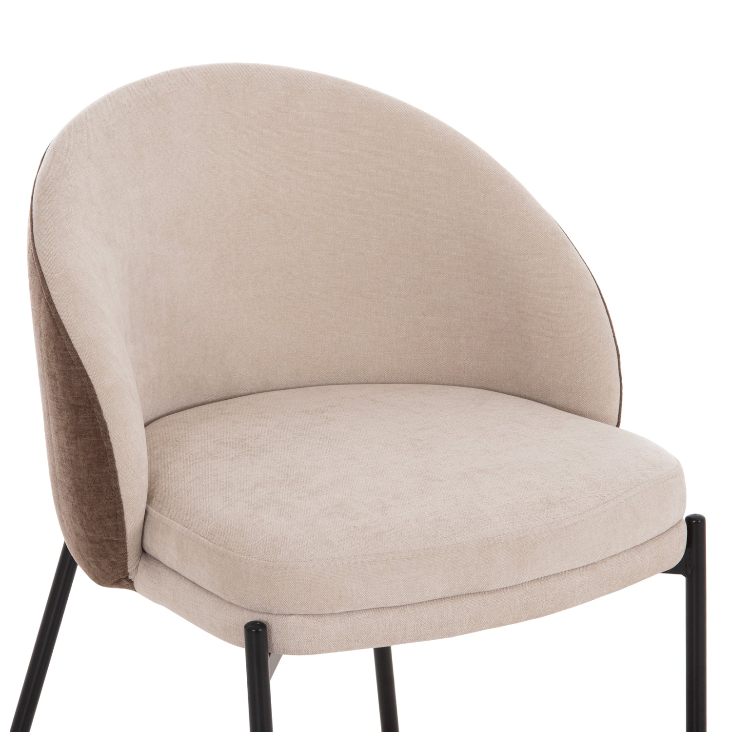 DINING CHAIR DETTON HM18426.02 BROWN/LIGHT BEIGE FABRIC-METAL BLACK LEGS 58x56x76Hcm.