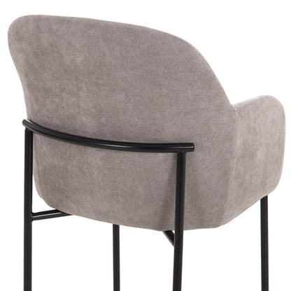 DINING CHAIR MANIDO HM18429.01 GREY FABRIC--BLACK METAL LEGS 54x61x87Hcm.