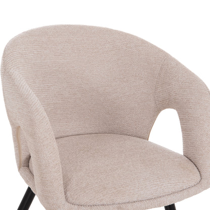 DINING CHAIR CORNEL HM18431.02 BEIGE FABRIC--BLACK METAL LEGS 59x56x79Hcm.