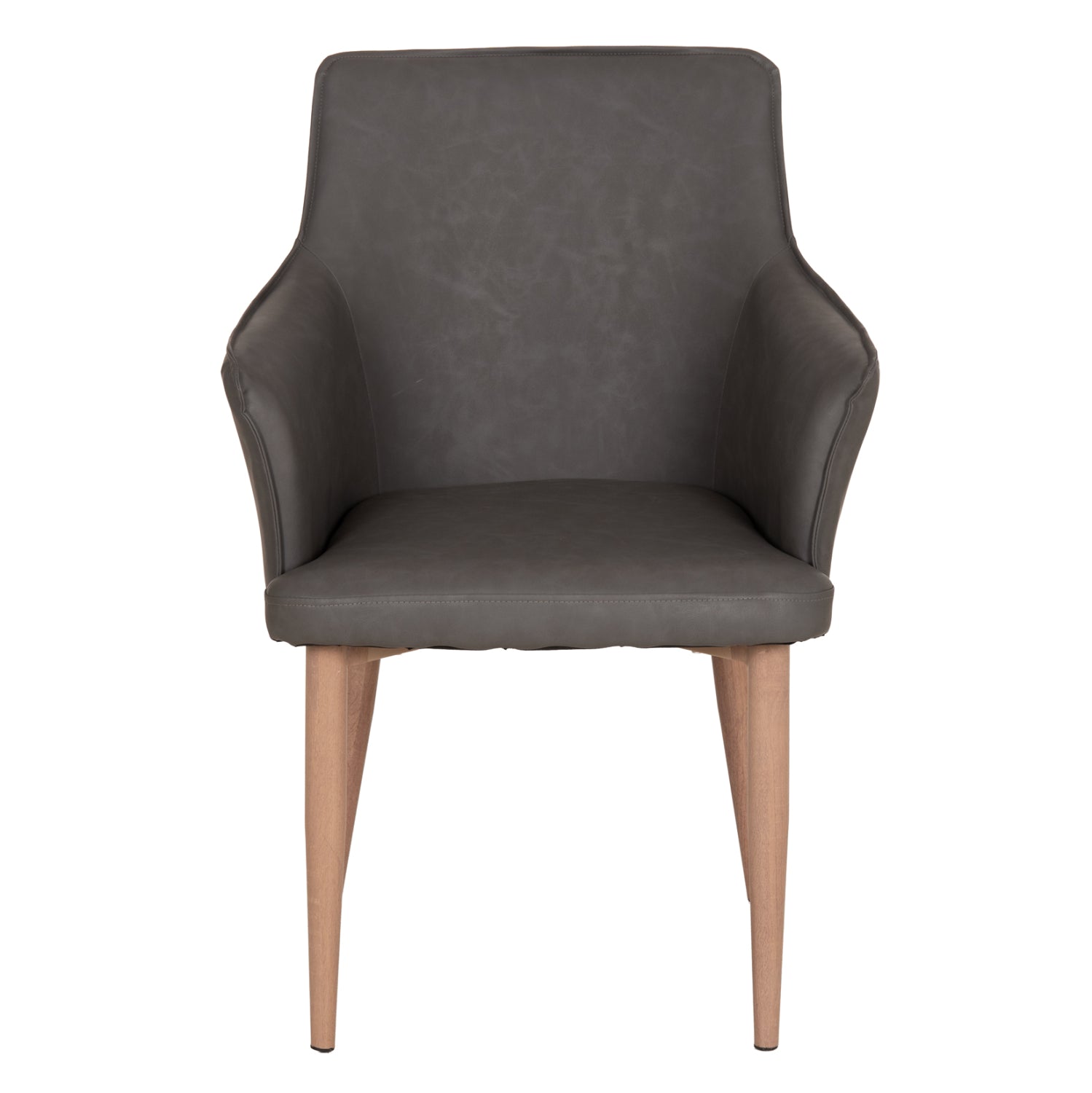 DINING CHAIR MELL HM18448.01 PU LEATHER IN SMOKY GREY--METAL LEGS IN WOOD GRAIN 59x57x85Hcm