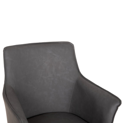 DINING CHAIR MELL HM18448.01 PU LEATHER IN SMOKY GREY--METAL LEGS IN WOOD GRAIN 59x57x85Hcm
