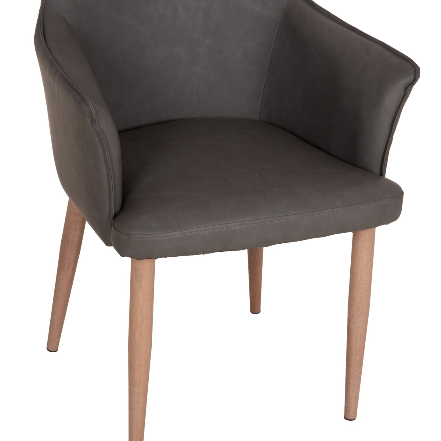DINING CHAIR MELL HM18448.01 PU LEATHER IN SMOKY GREY--METAL LEGS IN WOOD GRAIN 59x57x85Hcm