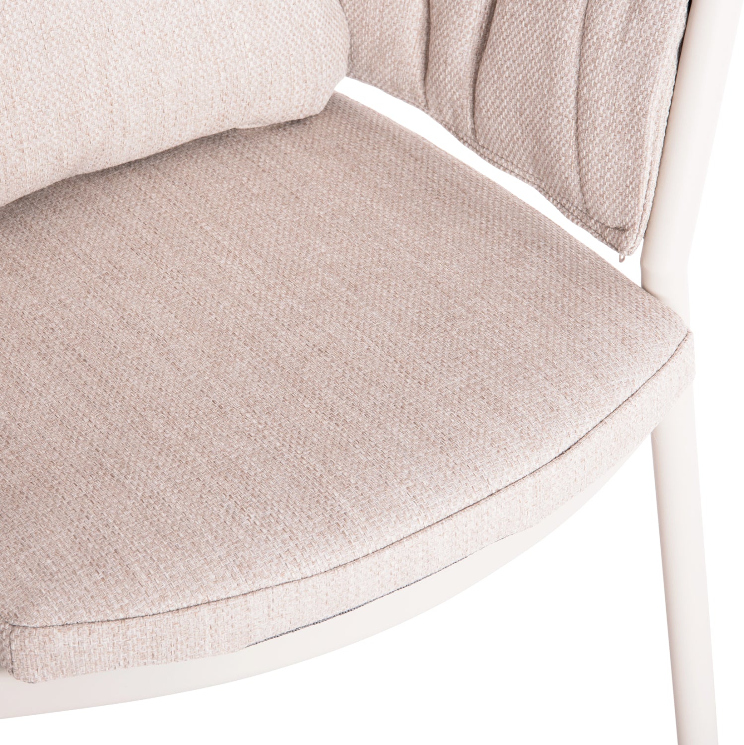 DINING CHAIR SHANKS HM6207.02 CREAM WHITE ALUMINUM & BEIGE OLEFIN FABRIC 63x60.5x75-77Hcm.