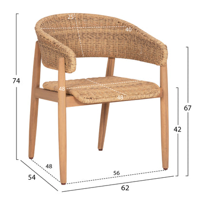 DINING CHAIR CORT HM6447 ACACIA WOOD & ROPE IN NATURAL COLORS 62x54x74Hcm.