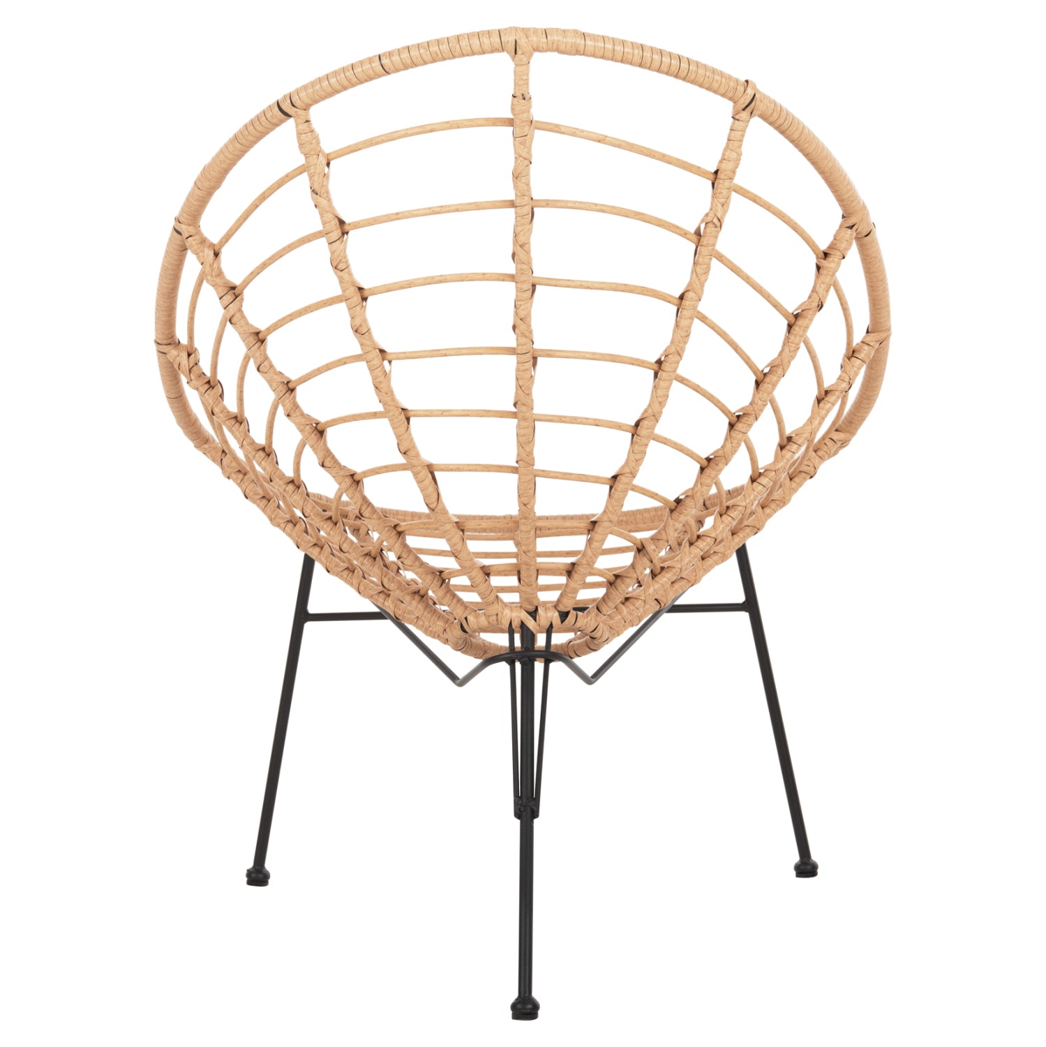 ARMCHAIR NEST-TYPE ALLEGRA HM5458.11 BLACK METAL-WICKER IN BEIGE 73x78x88H cm.