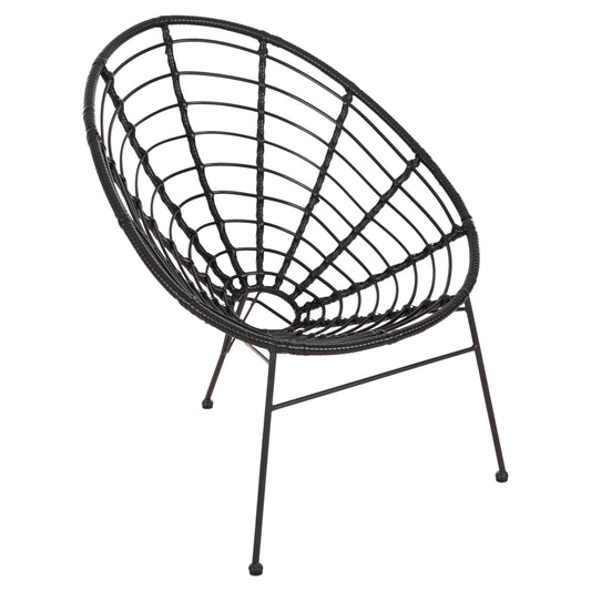 ARMCHAIR NEST-TYPE ALLEGRA HM5458.12 BLACK METAL-WICKER IN BLACK 73x78x88H cm.