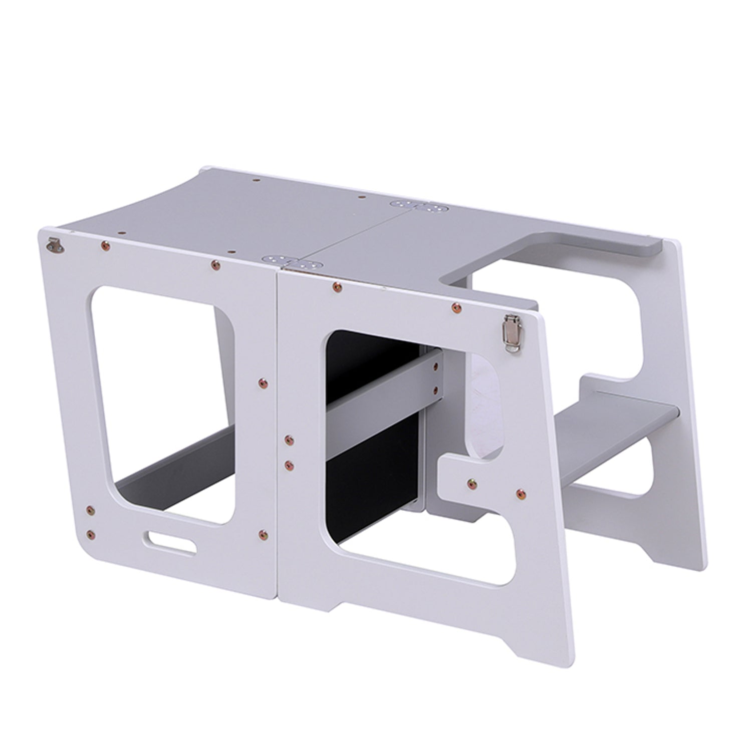 LEARNING TOWER WITH BLACKBOARD RICKI HM18345.03 PINE WOOD IN WHITE/GREY 37x40x84Hcm