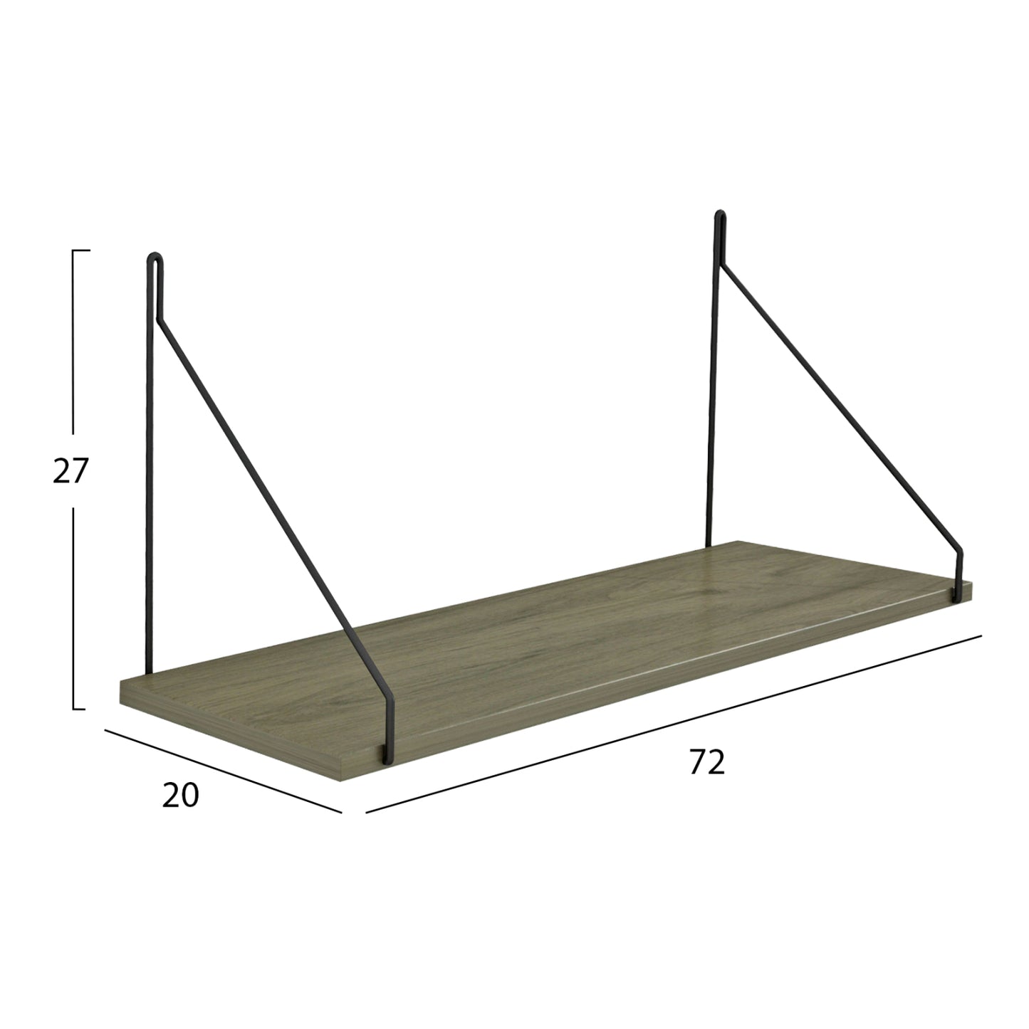 WALL SHELF AGILAN HM9183.12 MELAMINE IN OLIVE GREY 72x20x27Hcm.