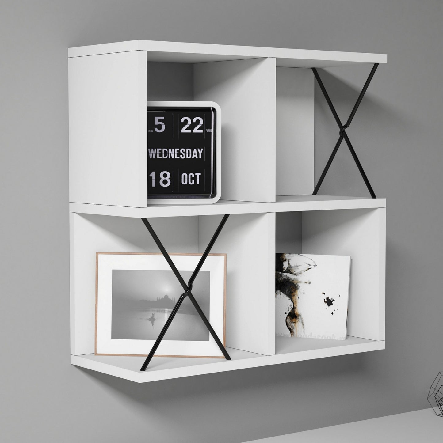 WALL SHELF HM9520.03 MELAMINE IN WHITE COLOR 60x24x60Hcm.