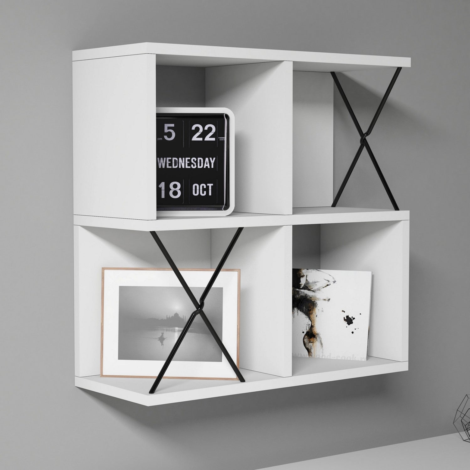 WALL SHELF HM9520.03 MELAMINE IN WHITE COLOR 60x24x60Hcm.