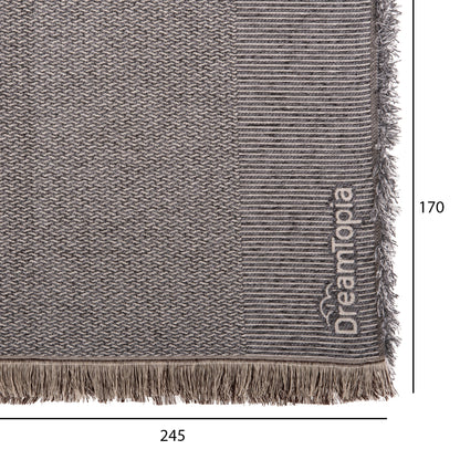 SOFA COVER-THROW WITH FRINGES DREAMTOPIA HM12162.06 IN GREY COLOR 245X170cm.