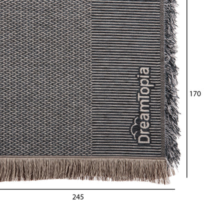 SOFA COVER-THROW WITH FRINGES DREAMTOPIA HM12162.09 IN BLUE COLOR 245X170cm.
