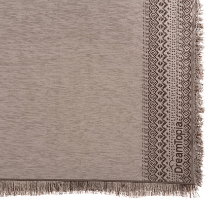 SOFA COVER-THROW WITH FRINGES DREAMTOPIA HM12163.03 IN LIGHT BROWN COLOR 245X170cm.