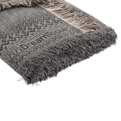 SOFA COVER-THROW WITH FRINGES DREAMTOPIA HM12163.06 IN GREY COLOR 245X170cm.