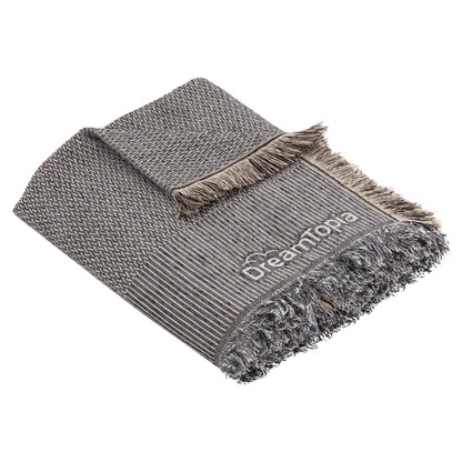 SOFA COVER-THROW WITH FRINGES DREAMTOPIA HM12164.02 IN DARK GREY COLOR 178X178cm.