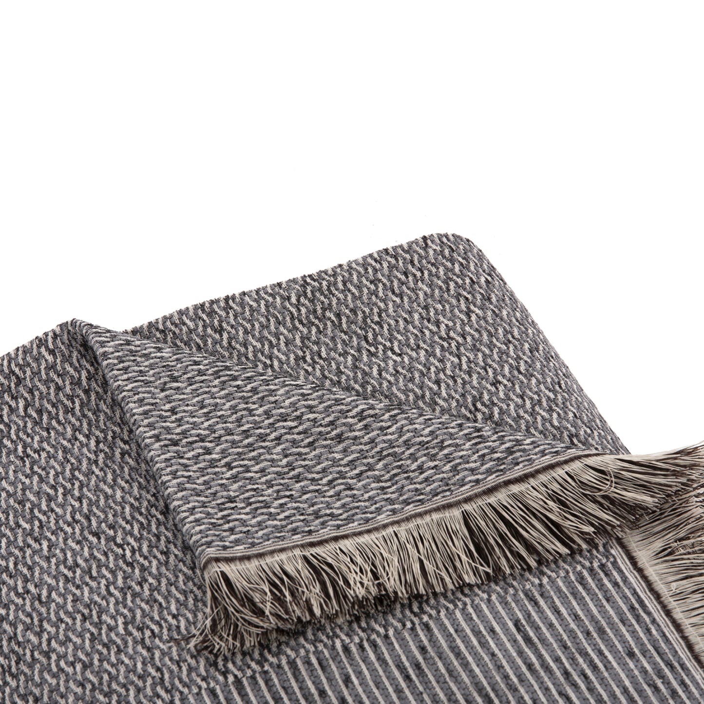 SOFA COVER-THROW WITH FRINGES DREAMTOPIA HM12164.02 IN DARK GREY COLOR 178X178cm.