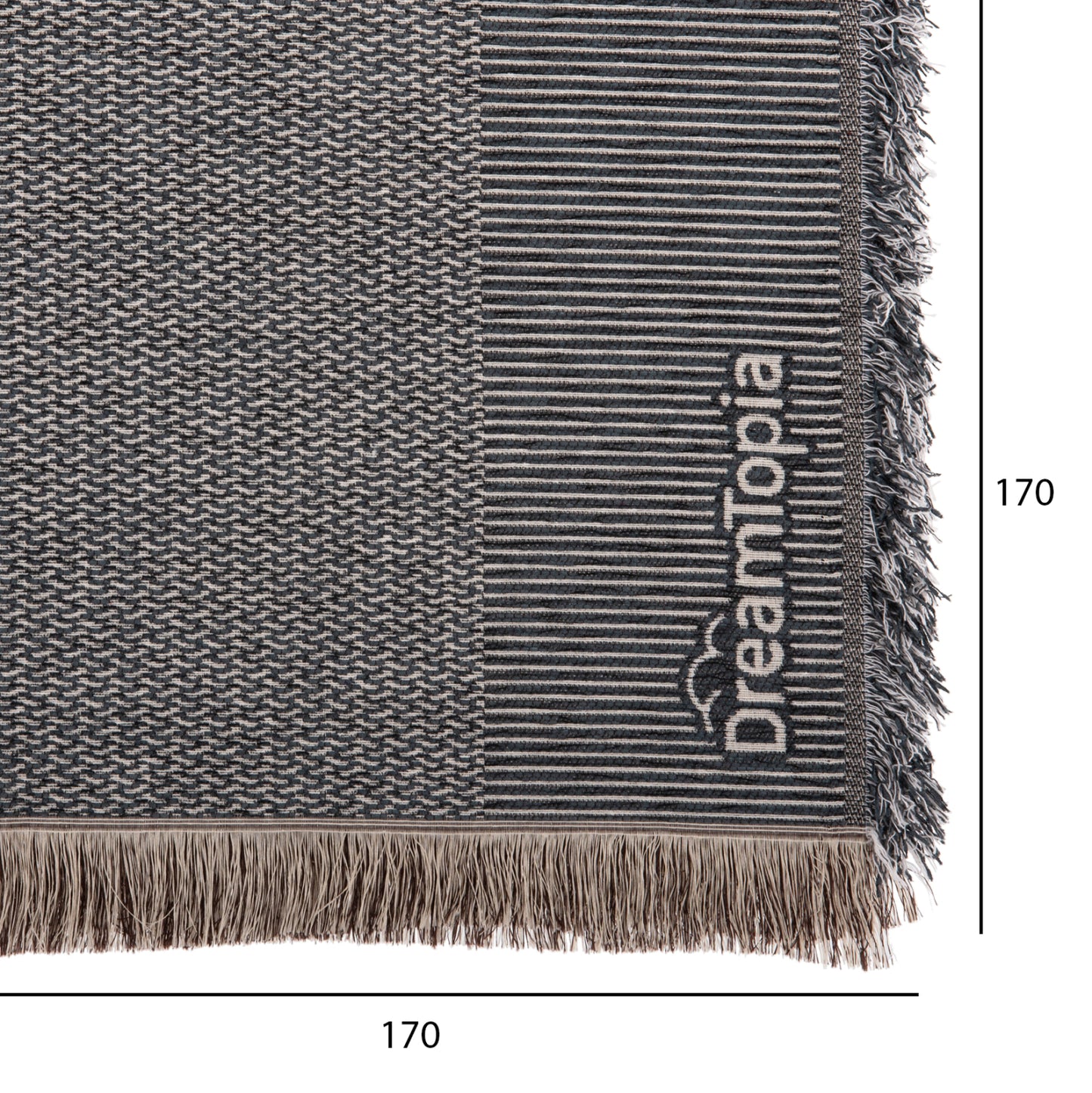 SOFA COVER-THROW WITH FRINGES DREAMTOPIA HM12164.03 IN NAVY BLUE COLOR 178X178cm.