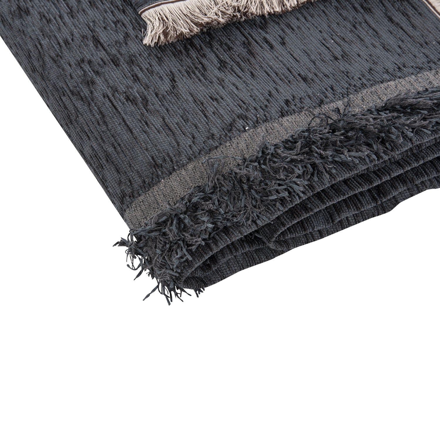 SOFA COVER-THROW WITH FRINGES DREAMTOPIA HM12164.09 IN BLUE COLOR 178X178cm.