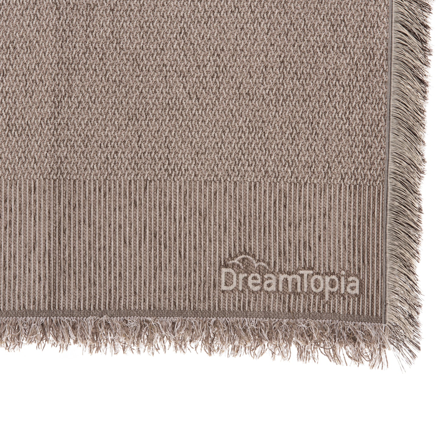 SOFA COVER-THROW WITH FRINGES DREAMTOPIA HM12165.01 IN LIGHT BROWN COLOR 295X170cm.