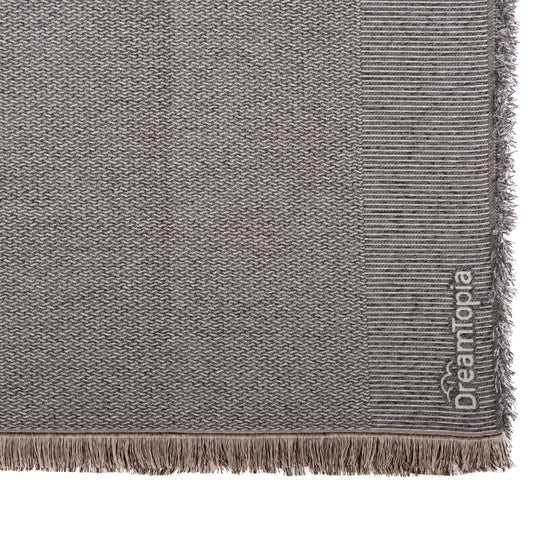 SOFA COVER-THROW WITH FRINGES DREAMTOPIA HM12165.02 IN GREY COLOR 295X170cm.
