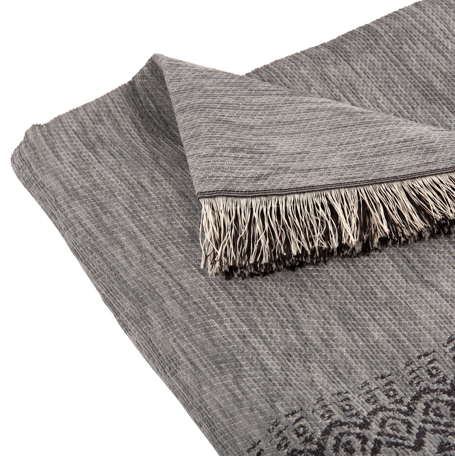 SOFA COVER-THROW WITH FRINGES DREAMTOPIA HM12165.05 IN LIGHT GREY COLOR 295X170cm.