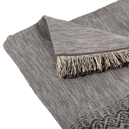 SOFA COVER-THROW WITH FRINGES DREAMTOPIA HM12165.05 IN LIGHT GREY COLOR 295X170cm.