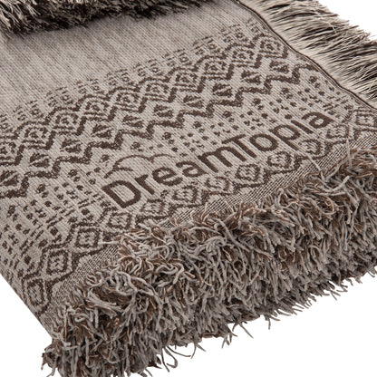 SOFA COVER-THROW WITH FRINGES DREAMTOPIA HM12165.06 IN BEIGE COLOR 295X170cm.