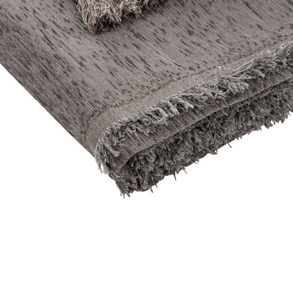 SOFA COVER-THROW WITH FRINGES DREAMTOPIA HM12165.08 IN GREY COLOR 295X170cm.