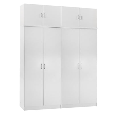 TWO WARDROBES 2-LEAF WITH LOFTS JENNA HM11350.05 MELAMINE IN WHITE 160x43x240Hcm.