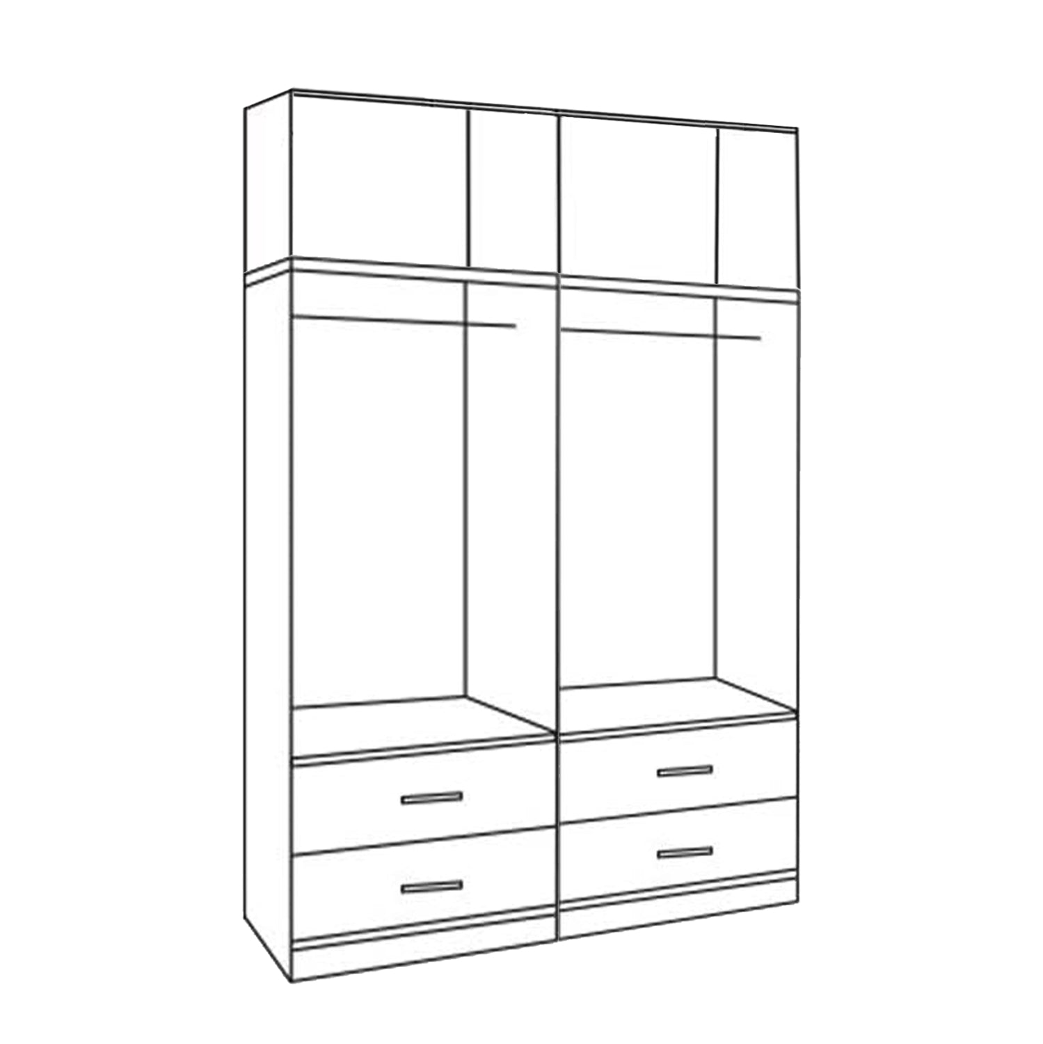 Set 2 pieces Wardrobe 4 leaf with loft Zebrano 160x42x241 HM11352.01