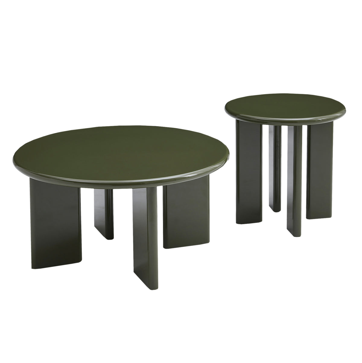ΣΕΤ 2 ΤΡΑΠΕΖΙΑ ΣΑΛΟΝΙΟΥ FLIX HM18452.07 MDF ΣΕ GLOSSY ΠΡΑΣΙΝΟ Φ80 & Φ50εκ