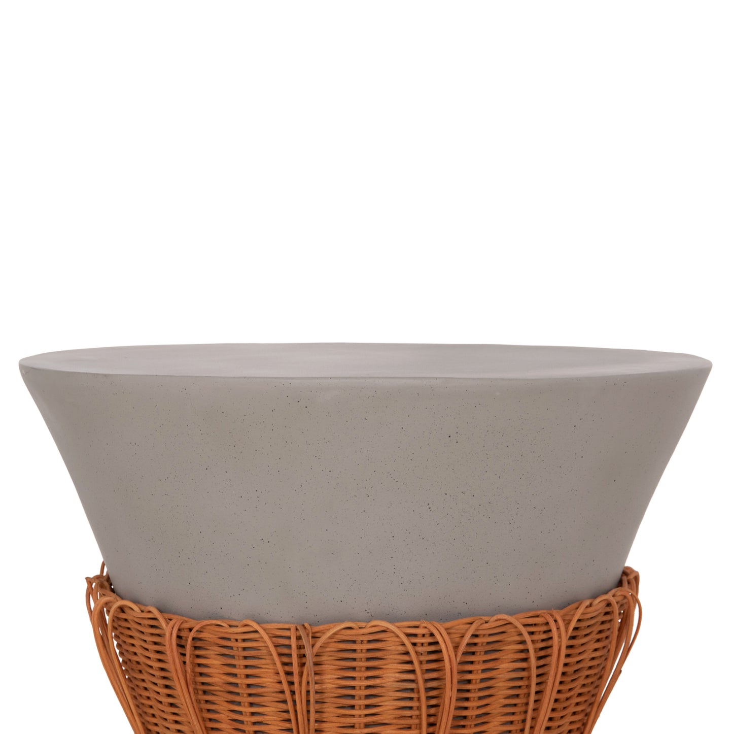 SET 2PCS COFFEE TABLES PERRAL HM21138.03 FIBER CEMENT IN GREY--NATURAL RATTAN DECOR