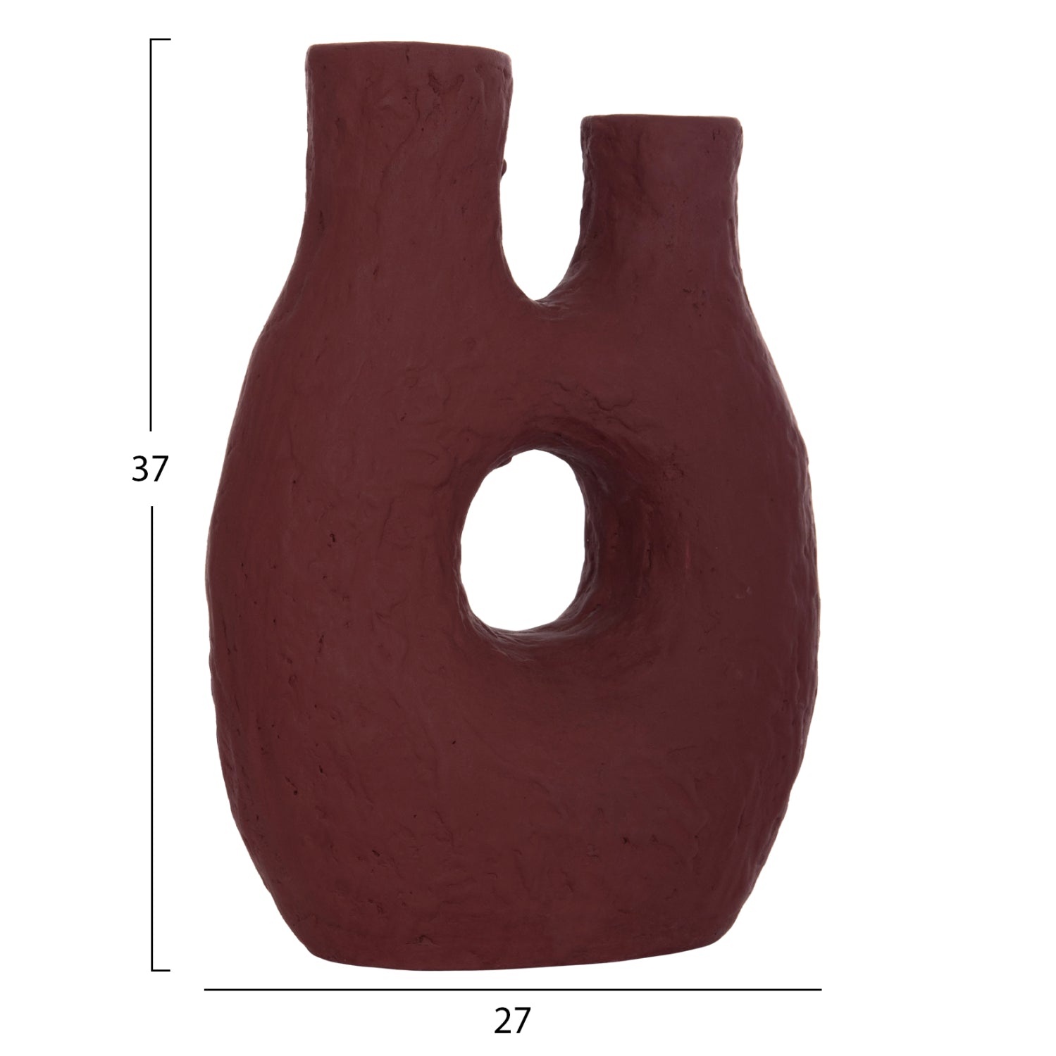SET 2PCS DECORATIVE TABLE VASES NAMENTIS HM21143.02 TERRACOTA IN WHITE & MAROON RED