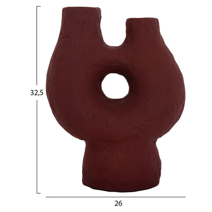 SET 2PCS TABLE DECORATIVE VASES NAMENTIS HM21143.01 TERRACOTTA IN WHITE/MAROON RED