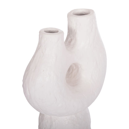 SET 2PCS DECORATIVE TABLE VASES NAMENTIS HM21143.02 TERRACOTA IN WHITE & MAROON RED
